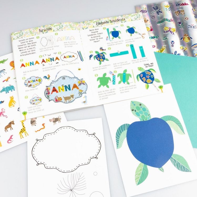Produktbild: Bastelset f&uuml;r Kinder: Sticker-Bastelset: Glitzer-Tiere