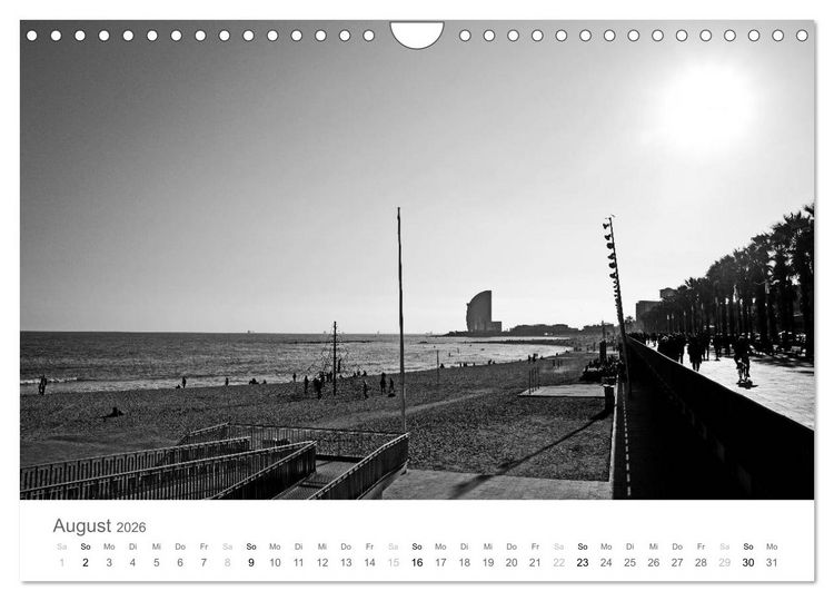 Produktbild: BARCELONA [black/white] (Wandkalender 2026 DIN A4 quer), CALVENDO Monatskalender