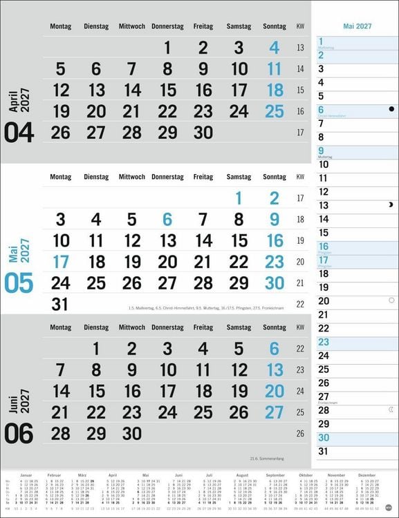 Produktbild: 3-Monats-Planer, blau 2027