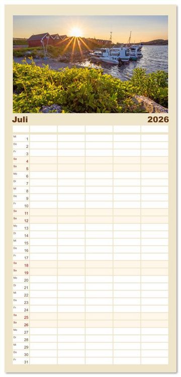 Produktbild: Familienplaner 2026 - Vom Nordkap zum S&uuml;dkap mit 5 Spalten (Wandkalender, 21 x 45 cm) CALVENDO
