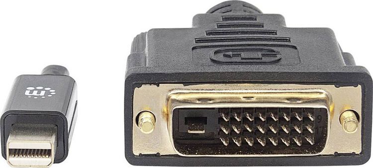 Produktbild: Manhattan Mini-DisplayPort / DVI Adapterkabel Mini DisplayPort Stecker, DVI-D 24+1pol. Stecker 1.80m Schwarz 152150 Folienschirm