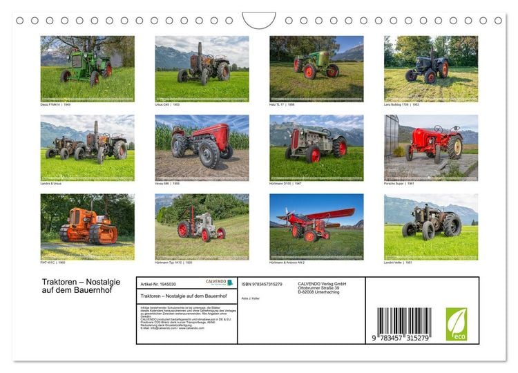 Produktbild: Traktoren &ndash; Nostalgie auf dem Bauernhof (Wandkalender 2026 DIN A4 quer), CALVENDO Monatskalender