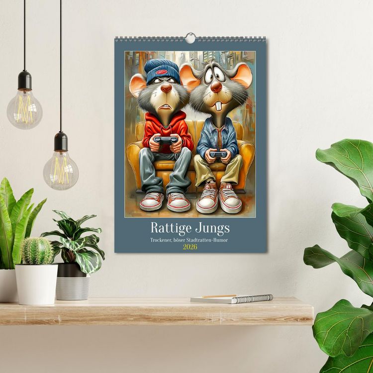 Produktbild: Rattige Jungs. Trockener, b&ouml;ser Stadtratten-Humor (Wandkalender 2026 DIN A3 hoch), CALVENDO Monatskalender