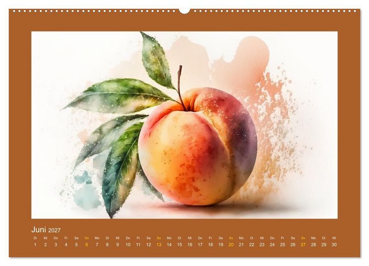 Produktbild: Fr&uuml;chte in Wasserfarben - Fruchtige KI-Kunst f&uuml;r das ganze Jahr (hochwertiger Premium Wandkalender 2027 DIN A2 quer), Kunstdruck in Hochglanz
