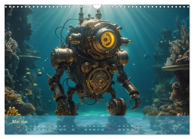 Produktbild: Steampunk - Unterwasser Roboter (Wandkalender 2026 DIN A3 quer), CALVENDO Monatskalender