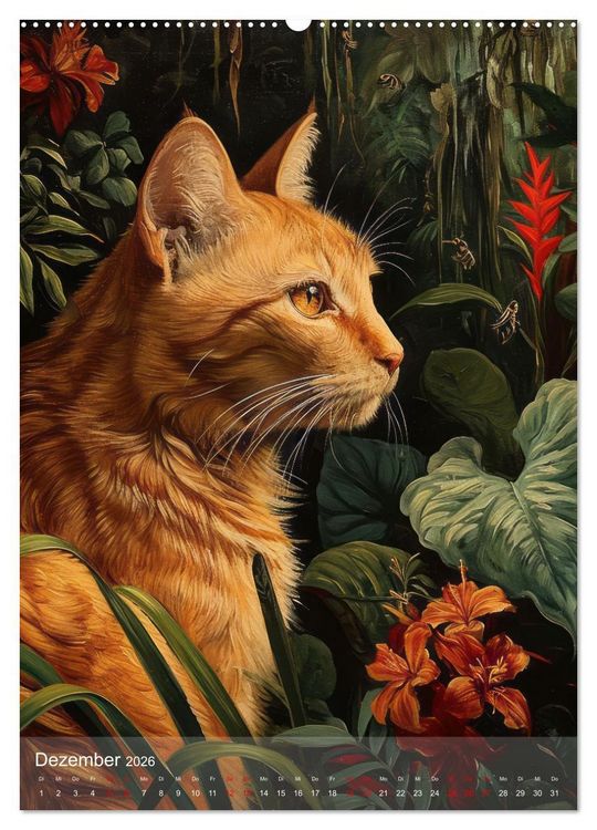 Produktbild: Katzen Kunstillustrationen (Wandkalender 2026 DIN A2 hoch), CALVENDO Monatskalender