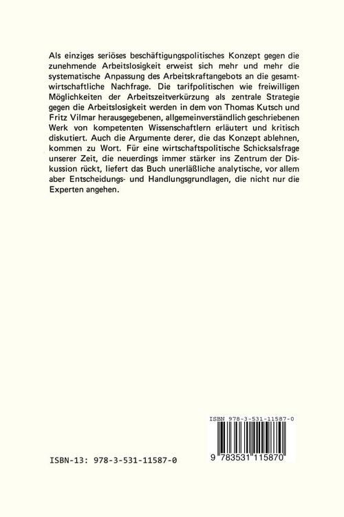 Produktbild: Arbeitszeitverk&uuml;rzung &mdash; Ein Weg zur Vollbesch&auml;ftigung?