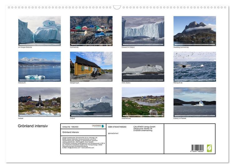 Produktbild: Gr&ouml;nland intensiv (Wandkalender 2026 DIN A2 quer), CALVENDO Monatskalender