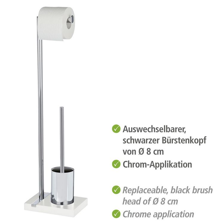 Produktbild: Stand WC-Garnitur Mod. Noble White, mit Chrom-Applikation
