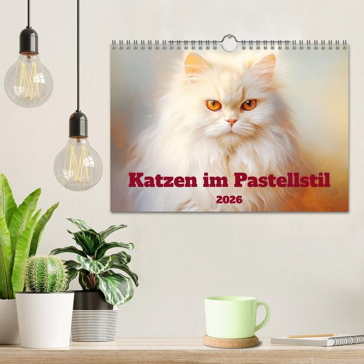 Produktbild: Katzen im Pastellstil (Wandkalender 2026 DIN A4 quer), CALVENDO Monatskalender