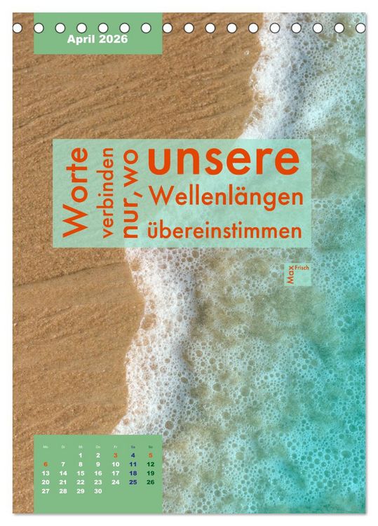 Produktbild: Verr&uuml;ckt nach MEER - Wellen - Strand - Zitate (Tischkalender 2026 DIN A5 hoch), CALVENDO Monatskalender