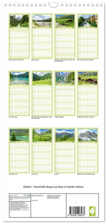Produktbild: Familienplaner 2027 - S&uuml;dtirol - Traumhafte Berge und Seen im Norden Italiens mit 5 Spalten (Wandkalender, 21 x 45 cm) CALVENDO