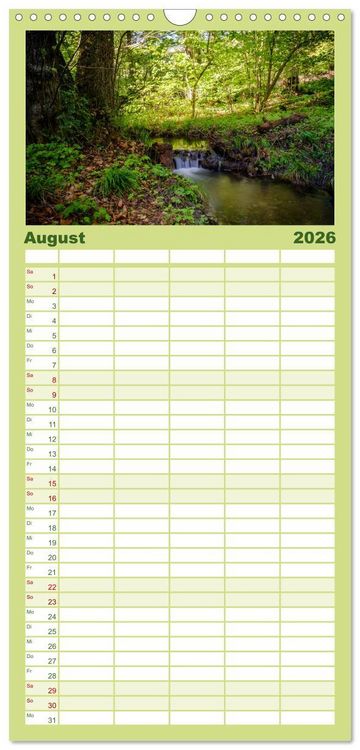Produktbild: Familienplaner 2026 - Wege des einfachen Gl&uuml;cks - Spazierg&auml;nge im Wald mit 5 Spalten (Wandkalender, 21 x 45 cm) CALVENDO