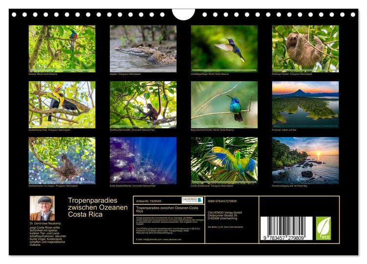 Produktbild: Tropenparadies zwischen Ozeanen Costa Rica (Wandkalender 2026 DIN A4 quer), CALVENDO Monatskalender