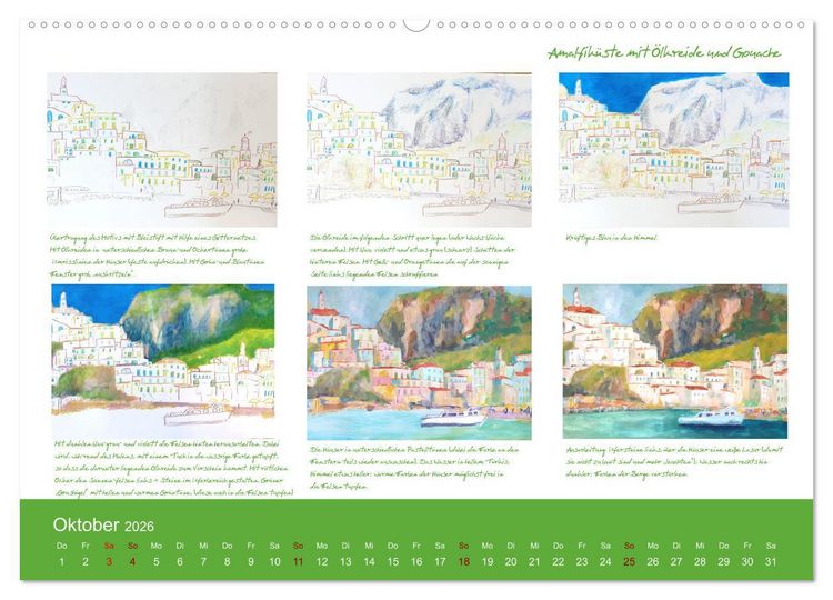 Produktbild: Voller Freude mit Malen durch das Jahr! 12 ausf&uuml;hrliche Schritt-f&uuml;r-Schritt-Anleitungen (hochwertiger Premium Wandkalender 2026 DIN A2 quer), Kunstdruck in Hochglanz