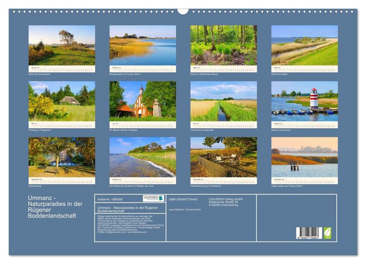 Produktbild: Ummanz - Naturparadies in der R&uuml;gener Boddenlandschaft (Wandkalender 2026 DIN A2 quer), CALVENDO Monatskalender