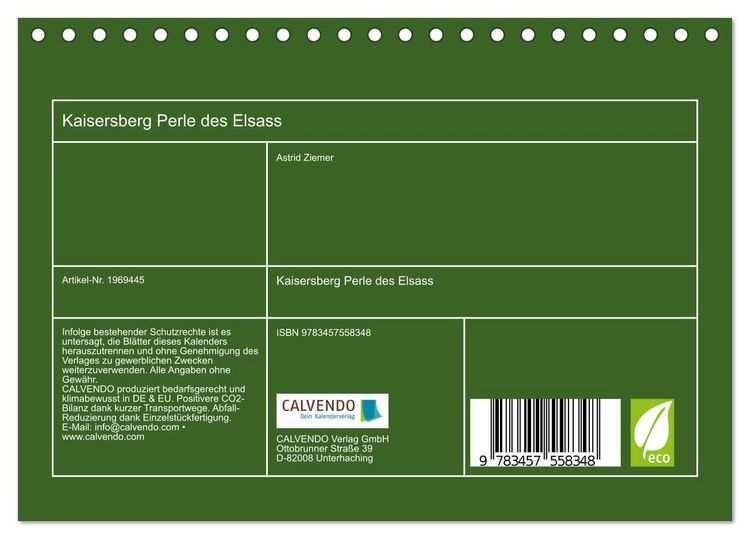 Produktbild: Kaisersberg Perle des Elsass (Tischkalender 2026 DIN A5 quer), CALVENDO Monatskalender