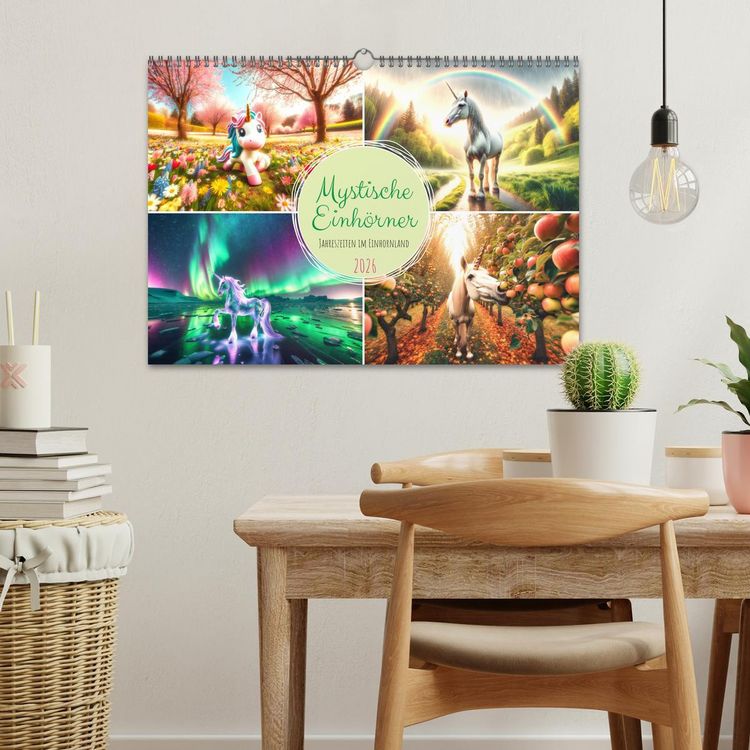 Produktbild: Mystische Einh&ouml;rner - Jahreszeiten im Einhornland (Wandkalender 2026 DIN A3 quer), CALVENDO Monatskalender