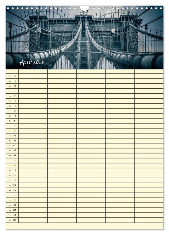 Produktbild: New York Familienplaner (Wandkalender 2026 DIN A3 hoch), CALVENDO Monatskalender