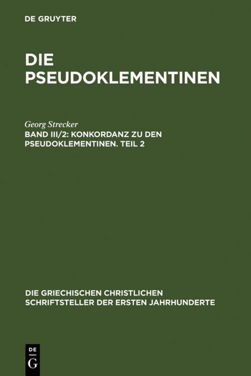 Produktbild: Konkordanz zu den Pseudoklementinen, Teil 2