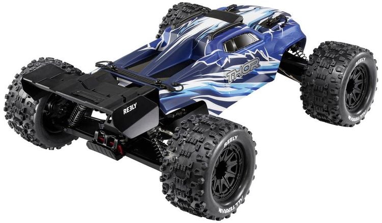 Produktbild: Reely Thor Blau Brushed 1:10 RC Modellauto Elektro Monstertruck Allradantrieb (4WD) 100% RtR 2,4 GHz inkl. Akku, Ladeger&auml;t und Senderbatterien