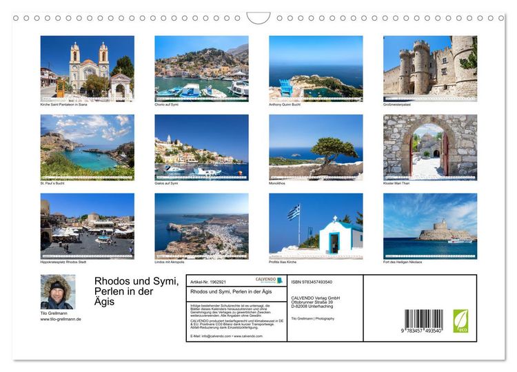 Produktbild: Rhodos und Symi, Perlen in der &Auml;gis (Wandkalender 2026 DIN A3 quer), CALVENDO Monatskalender
