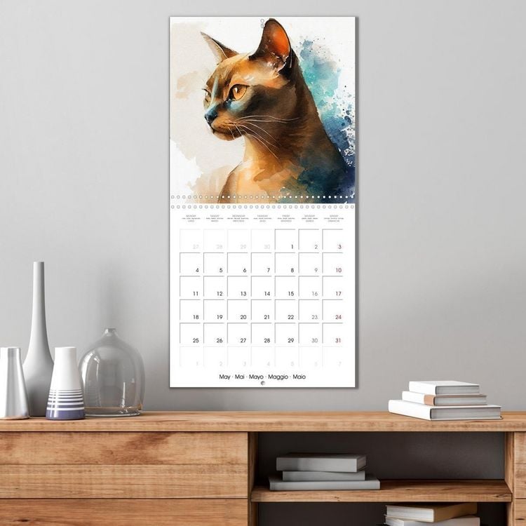 Produktbild: Cat Breeds in Watercolor (Wall Calendar 2026 12 &times; 12 Inch) CALVENDO 12 Month Wall Calendar