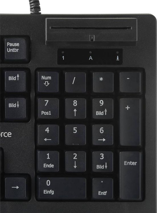 Produktbild: Renkforce RF-CKB-200 USB Tastatur Deutsch, QWERTZ Schwarz Chipkarten-Leser