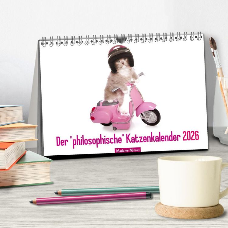 Produktbild: Der "philosophische" Katzenkalender 2026 (Tischkalender 2026 DIN A5 quer), CALVENDO Monatskalender
