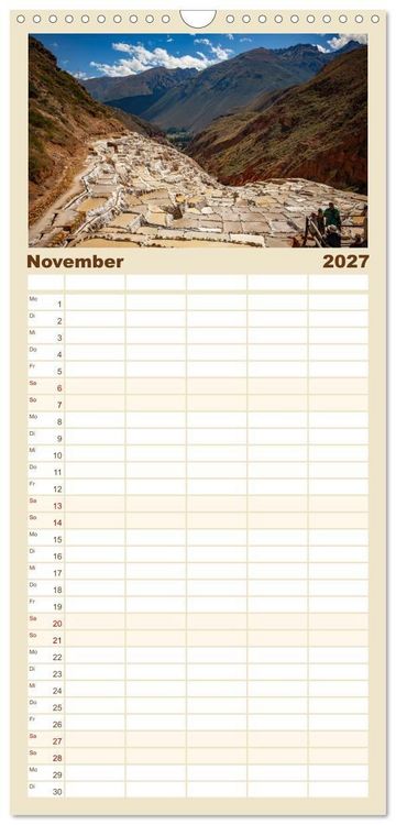 Produktbild: Familienplaner 2027 - Peru - Traumreise durch das Land der Inka mit 5 Spalten (Wandkalender, 21 x 45 cm) CALVENDO