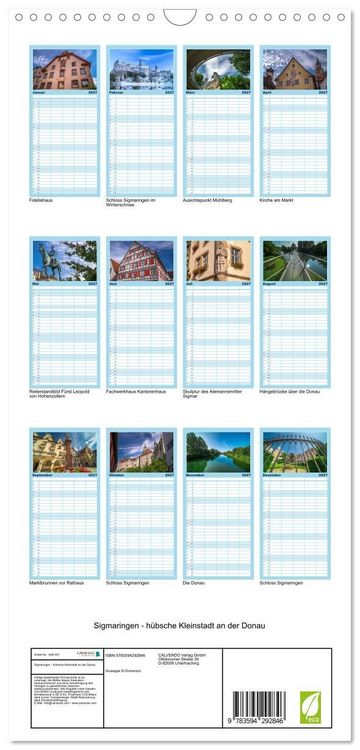 Produktbild: Familienplaner 2027 - Sigmaringen - h&uuml;bsche Kleinstadt an der Donau mit 5 Spalten (Wandkalender, 21 x 45 cm) CALVENDO