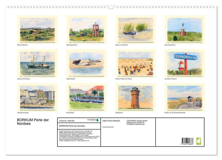 Produktbild: BORKUM Perle der Nordsee (Wandkalender 2026 DIN A2 quer), CALVENDO Monatskalender
