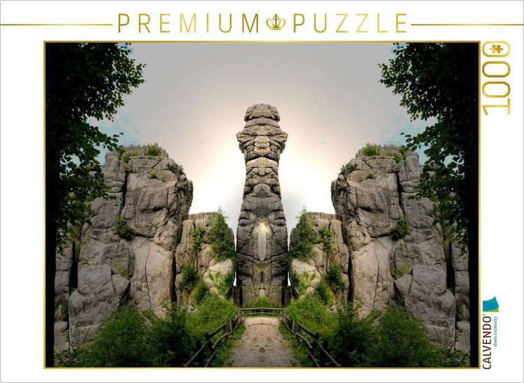 Produktbild: CALVENDO Puzzle Spiegelwelten - W&auml;chter Externsteine | 1000 Teile Lege-Gr&ouml;&szlig;e 64x48cm Foto-Puzzle f&uuml;r gl&uuml;ckliche Stunden