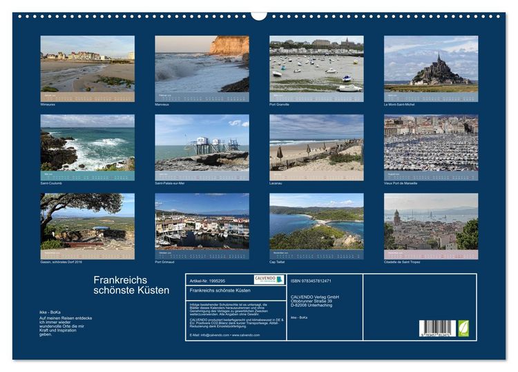Produktbild: Frankreichs sch&ouml;nste K&uuml;sten (Wandkalender 2026 DIN A2 quer), CALVENDO Monatskalender