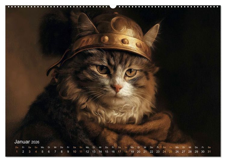 Produktbild: Katzenkunstwerke (hochwertiger Premium Wandkalender 2026 DIN A2 quer), Kunstdruck in Hochglanz
