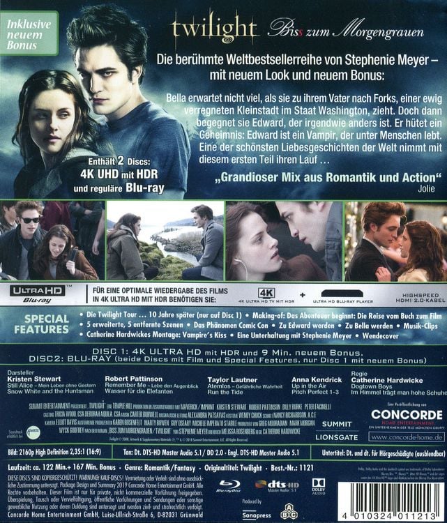 Produktbild: Twilight - Bis(s) zum Morgengrauen - Jubil&auml;umsedition (4K Ultra HD) (+ Blu-ray 2D)