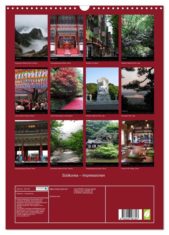Produktbild: S&uuml;dkorea &ndash; Impressionen (Wandkalender 2026 DIN A3 hoch), CALVENDO Monatskalender
