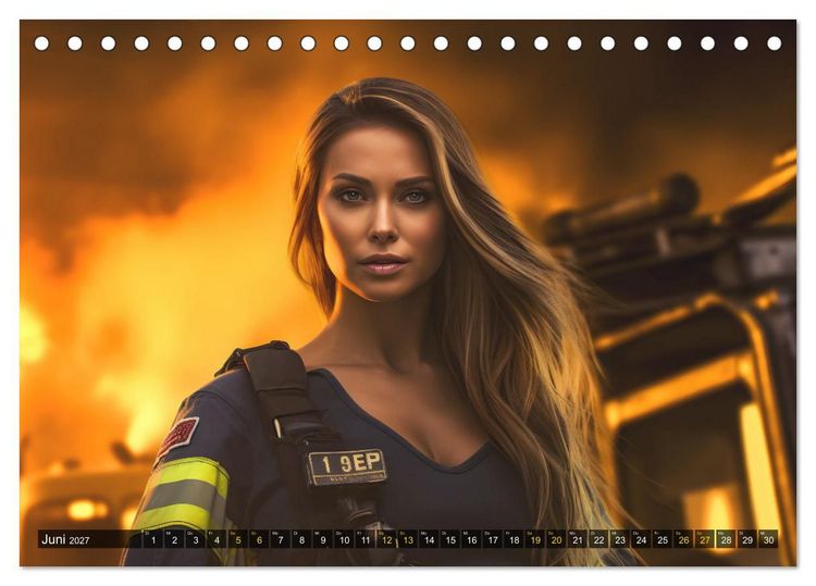 Produktbild: Sexy Feuerwehrfrauen: Hitzige Heldinnen zwischen Lippenstift und L&ouml;scheinsatz (Tischkalender 2027 DIN A5 quer), CALVENDO Monatskalender