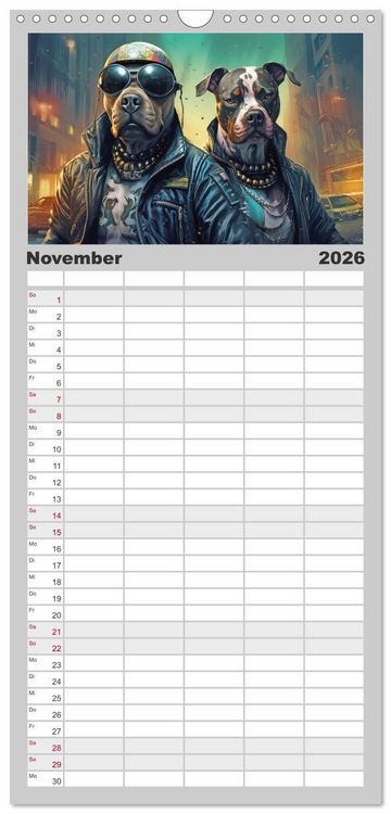 Produktbild: Familienplaner 2026 - Gangsterhunde - KI-Bilder mit 5 Spalten (Wandkalender, 21 x 45 cm) CALVENDO