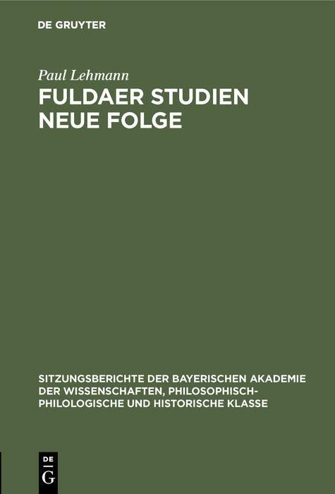 Produktbild: Fuldaer Studien Neue Folge