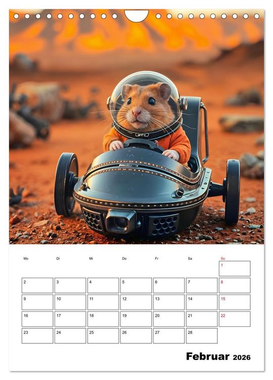Produktbild: Space Hamster - Mit KI Hamster Astronauten im Weltall (Wandkalender 2026 DIN A4 hoch), CALVENDO Monatskalender
