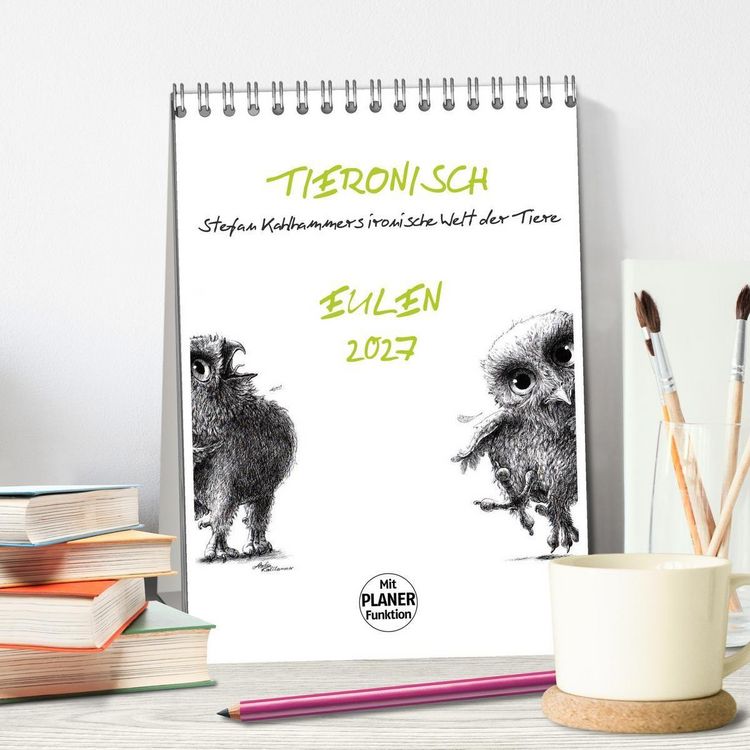 Produktbild: Tieronisch Eulen (Tischkalender 2027 DIN A5 hoch), CALVENDO Monatskalender