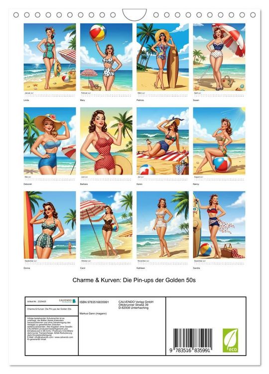 Produktbild: Charme & Kurven: Die Pin-ups der Golden 50s (Wandkalender 2027 DIN A4 hoch), CALVENDO Monatskalender