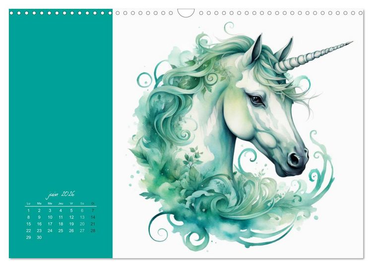 Produktbild: Les licornes (Calendrier mural 2026 DIN A3 vertical), CALVENDO calendrier mensuel