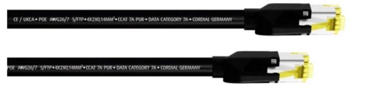 Produktbild: Cordial 15580 RJ45 Patchkabel CAT 7a S/FTP 5.00m Schwarz PUR-Mantel 1St.