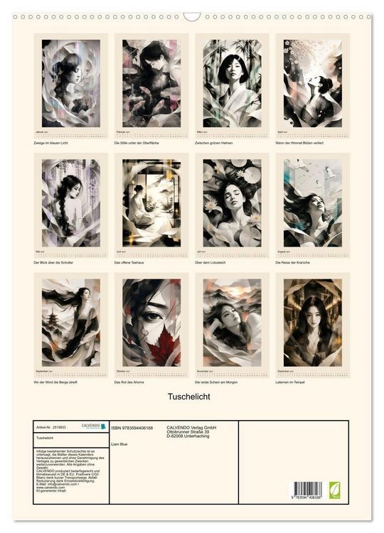 Produktbild: Tuschelicht (Wandkalender 2027 DIN A2 hoch), CALVENDO Monatskalender
