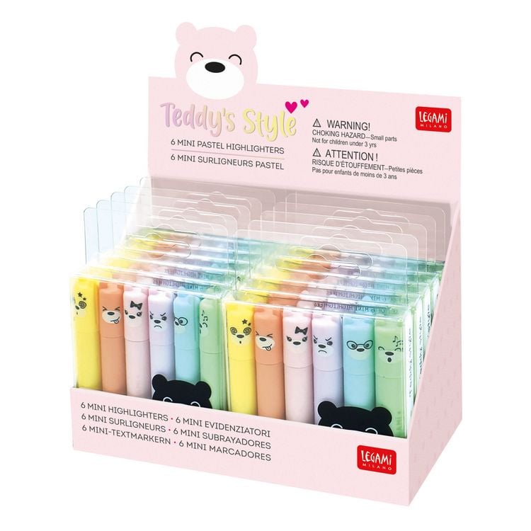 Produktbild: Legami Set mit 6 Mini-Textmarkern - Teddy's Style - Teddyb&auml;r