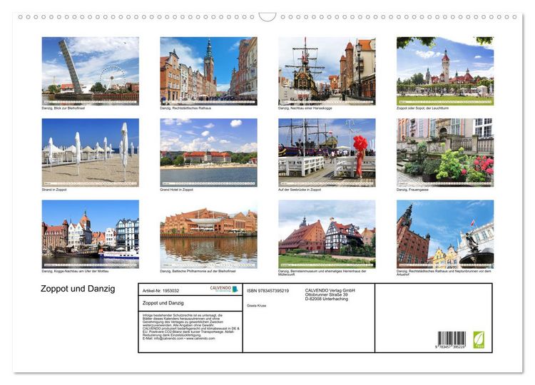 Produktbild: Zoppot und Danzig (Wandkalender 2026 DIN A2 quer), CALVENDO Monatskalender