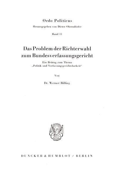 Produktbild: Das Problem der Richterwahl zum Bundesverfassungsgericht.
