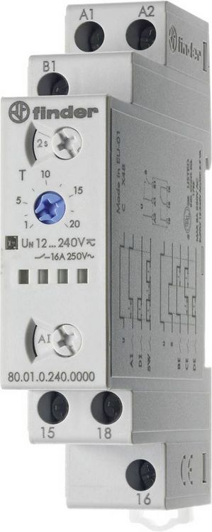 Produktbild: Finder 80.01.0.240.0000T 80.01.0.240.0000T Multifunktions-Zeitschalter 1 St. Zeitbereich: 0.1 - 86400 s 1 Wechsler